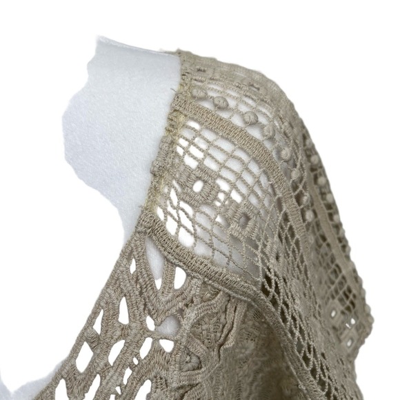 XCVI Crochet Knit Top Medium Cream Bohemian Boho Open Weave Sheer Lightweight - Picture 11 of 13